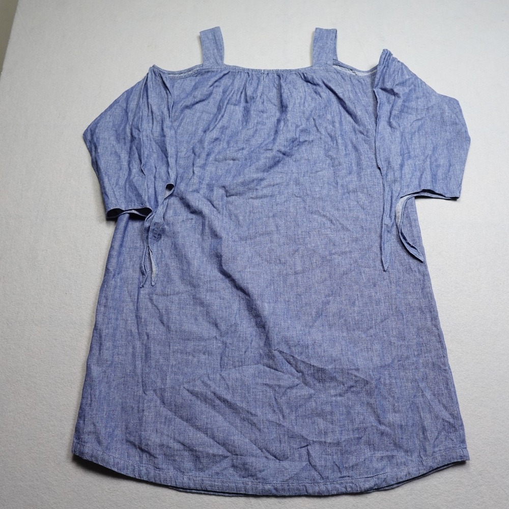 Madewell Dress Womens M Blue Off The Shoulder Chambray Shift Knee Length